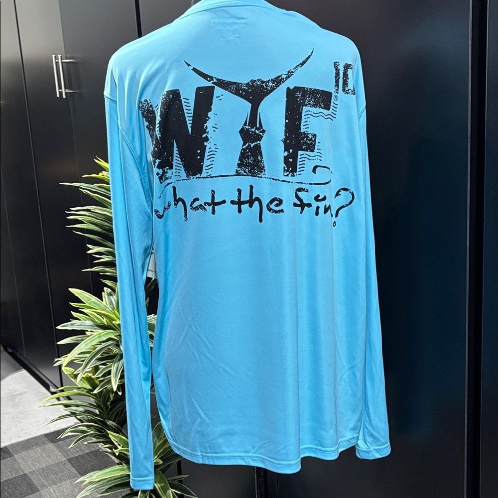 What The Fin UPF 50+ antimicrobial,fast dry,unisex logo back performance fabric